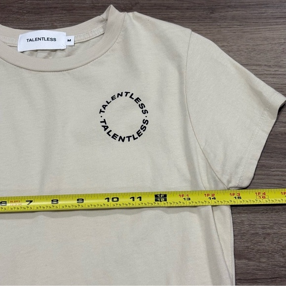 Talentless Women’s Circle Logo Baby Tee Shirt Bone Color Size Medium - Picture 5 of 9